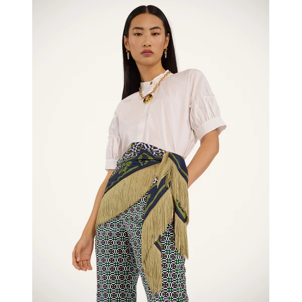 La DoubleJ Reversible Fringe Foulard 90 in Mariposa Celeste, view 3