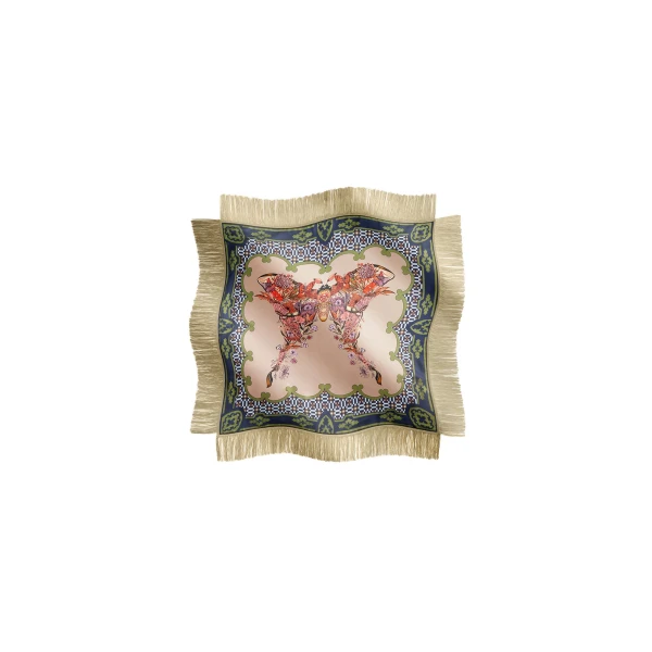 Reversible Fringe Foulard 90 in Mariposa Celeste