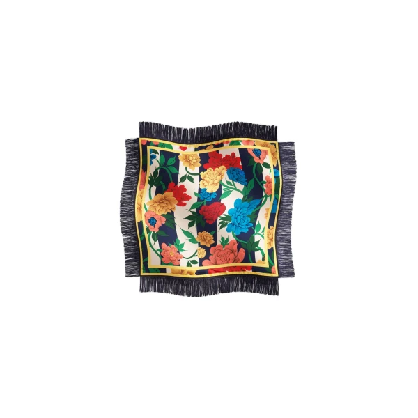 Reversible Fringe Foulard 90 in Princess Peony Blue
