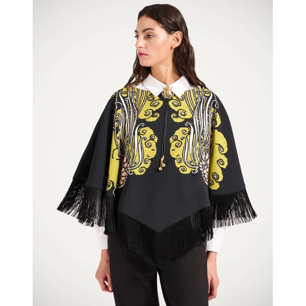 La DoubleJ Reversible Mini Poncho Top in Lemuria Black at Luxury Shoes 
