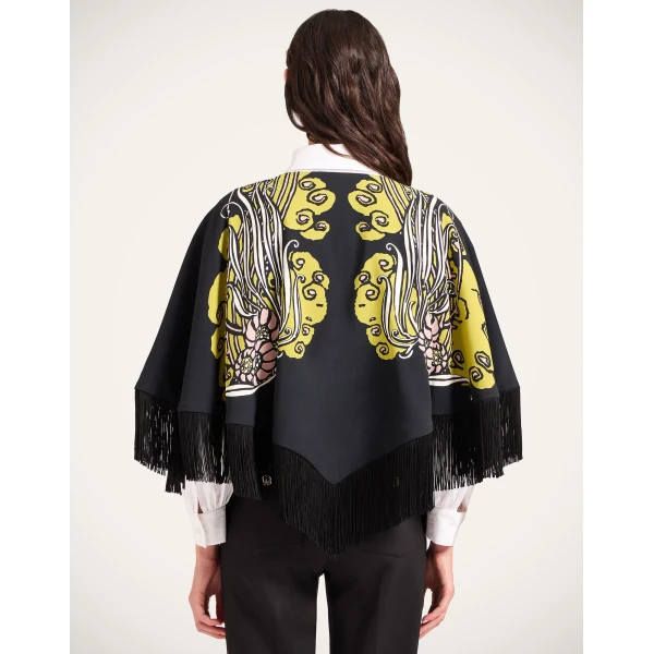 La DoubleJ Reversible Mini Poncho Top in Lemuria Black at Luxury Shoes 