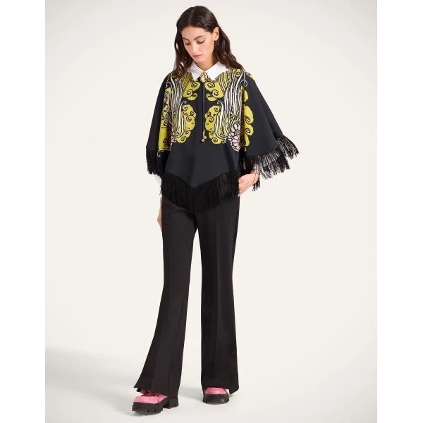 La DoubleJ Reversible Mini Poncho Top in Lemuria Black at Luxury Shoes 