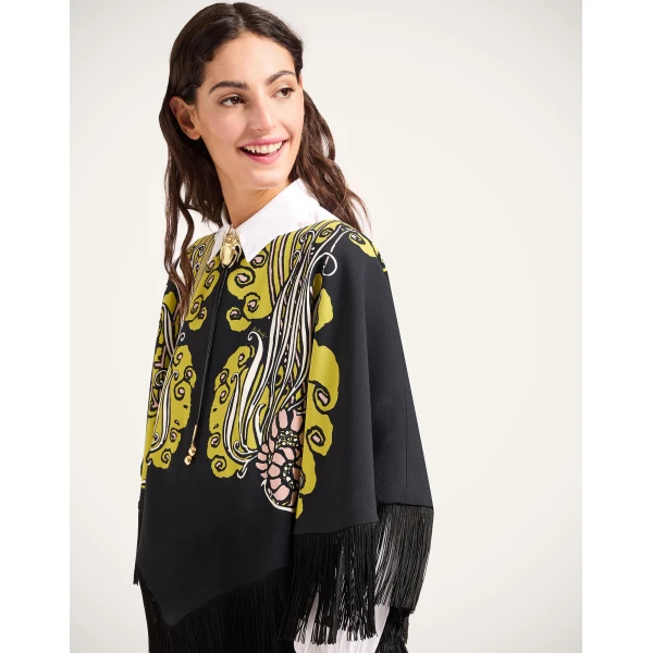 La DoubleJ Reversible Mini Poncho Top in Lemuria Black at Luxury Shoes 