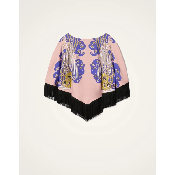 La DoubleJ Reversible Mini Poncho Top in Lemuria Black at Luxury Shoes 