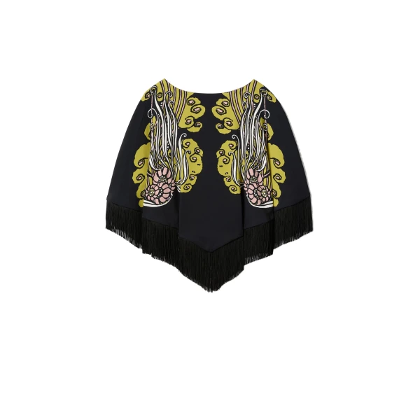 La DoubleJ Reversible Mini Poncho Top in Lemuria Black at Luxury Shoes 