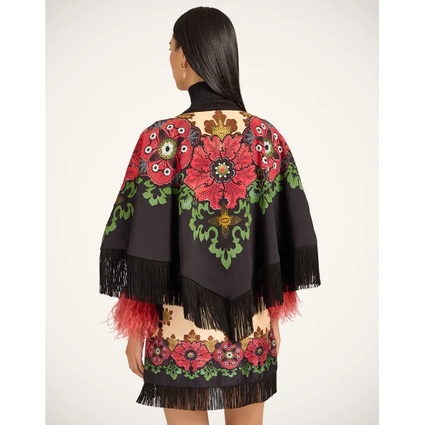 La DoubleJ Reversible Mini Poncho in Bounty Red at Luxury Shoes 
