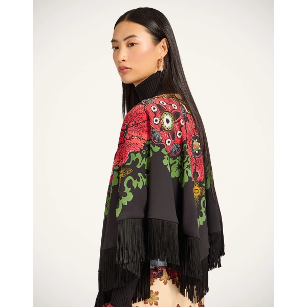 La DoubleJ Reversible Mini Poncho in Bounty Red at Luxury Shoes 