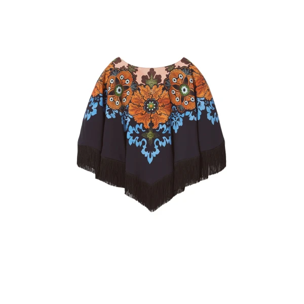 La DoubleJ Reversible Mini Poncho in Bounty Red at Luxury Shoes 