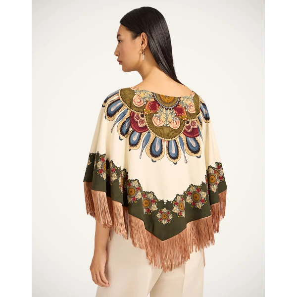 La DoubleJ Reversible Mini Poncho in Nucleus Off White at Luxury Shoes 