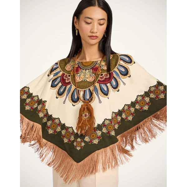 La DoubleJ Reversible Mini Poncho in Nucleus Off White at Luxury Shoes 