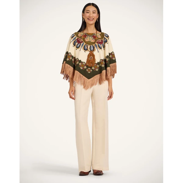 La DoubleJ Reversible Mini Poncho in Nucleus Off White at Luxury Shoes 