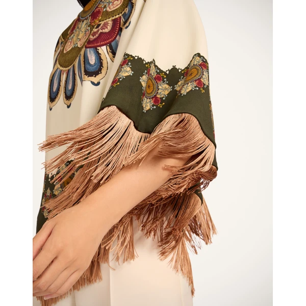 La DoubleJ Reversible Mini Poncho in Nucleus Off White at Luxury Shoes 