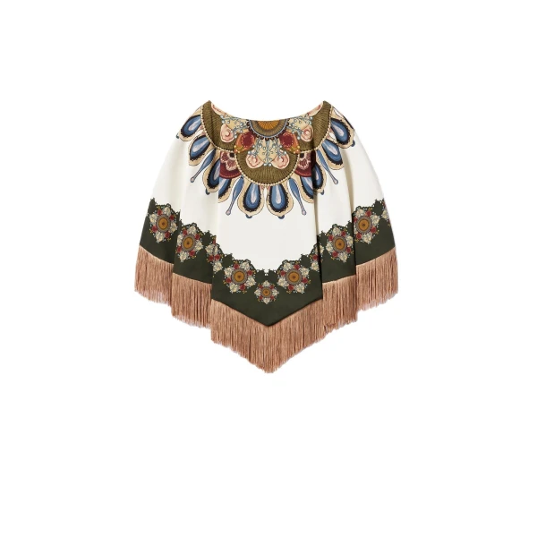 La DoubleJ Reversible Mini Poncho in Nucleus Off White at Luxury Shoes 