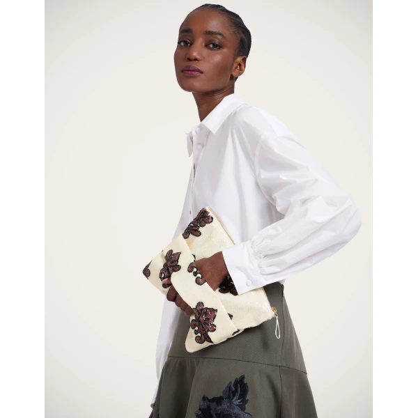 La DoubleJ Ruffle Pochette in Herald Pink at Luxury Shoes 