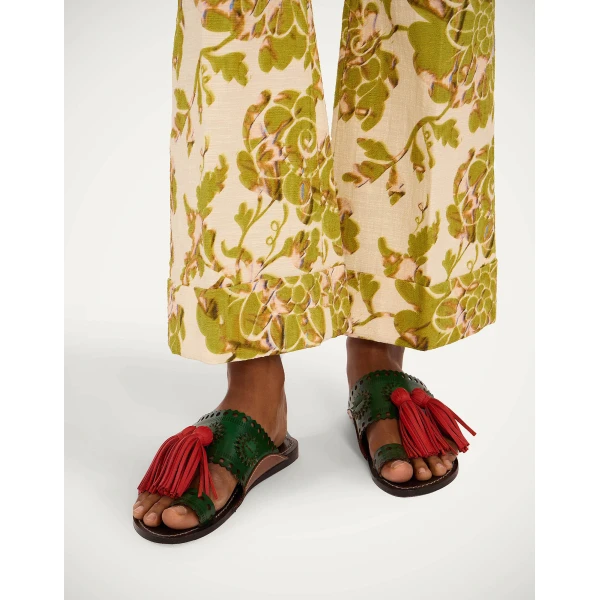 La DoubleJ Sandy Slides in Dark Green at Luxury Shoes 