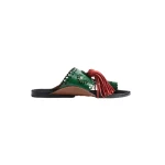 La DoubleJ Sandy Slides in Dark Green at Luxury Shoes 
