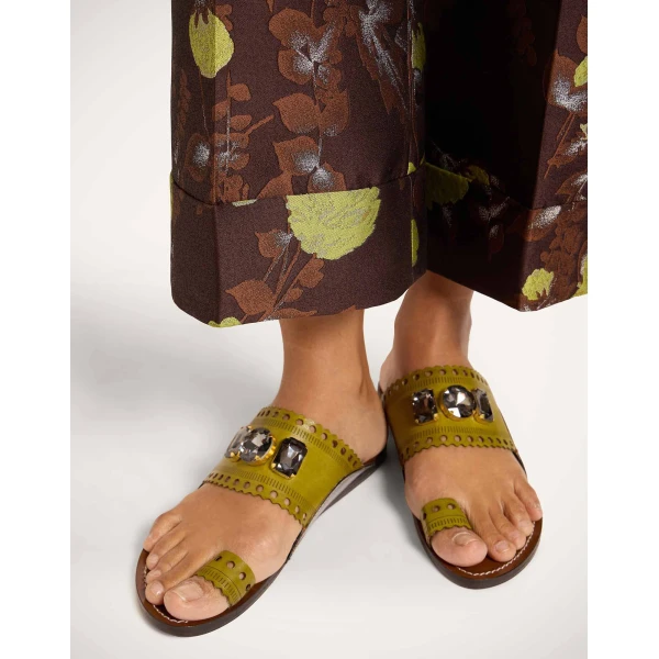 La DoubleJ Sandy Slides in Lime at Luxury Shoes 