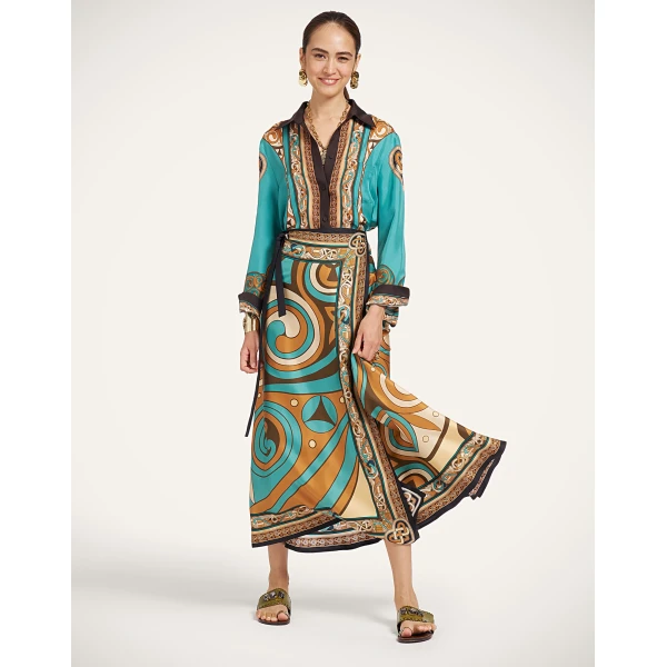 La DoubleJ Sarong Skirt in Kells Swirl Camel at Luxury Shoes 