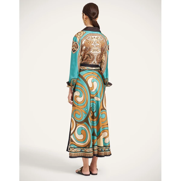 La DoubleJ Sarong Skirt in Kells Swirl Camel at Luxury Shoes 