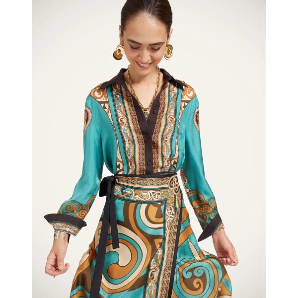 La DoubleJ Sarong Skirt in Kells Swirl Camel at Luxury Shoes 