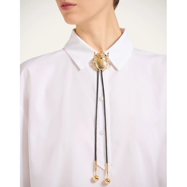 La DoubleJ Scarab Cow Tie in 24K Gold Plate at Luxury Shoes 