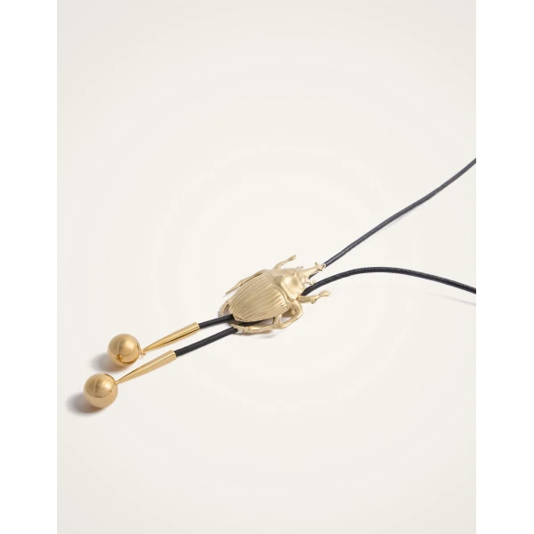La DoubleJ Scarab Cow Tie in 24K Gold Plate at Luxury Shoes 