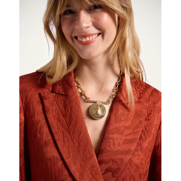 La DoubleJ Scarab Necklace in 24K Gold Plate, view 2