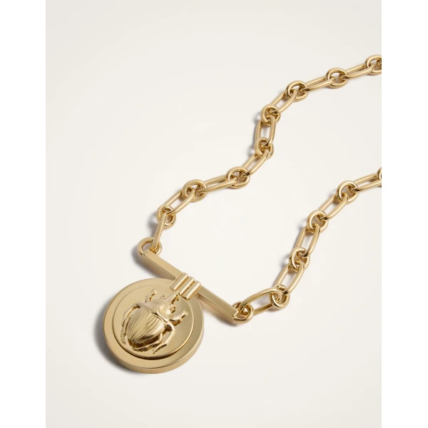 La DoubleJ Scarab Necklace in 24K Gold Plate, view 3