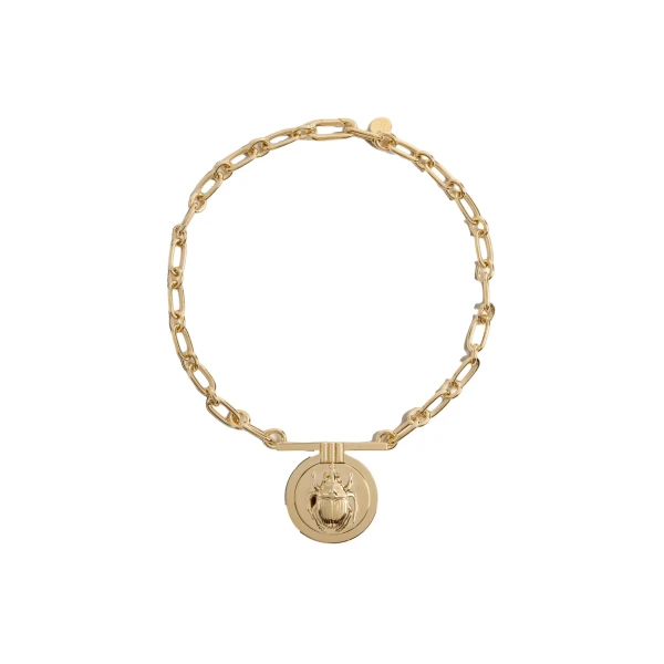 Scarab Necklace in 24K Gold Plate