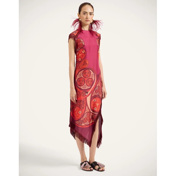 La DoubleJ Scarf Dress in Alchemy Dark Red at Luxury Shoes 