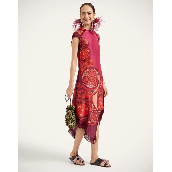 La DoubleJ Scarf Dress in Alchemy Dark Red at Luxury Shoes 