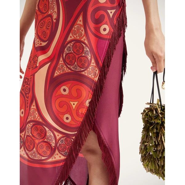 La DoubleJ Scarf Dress in Alchemy Dark Red at Luxury Shoes 