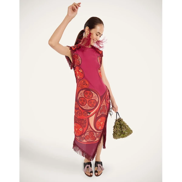 La DoubleJ Scarf Dress in Alchemy Dark Red at Luxury Shoes 