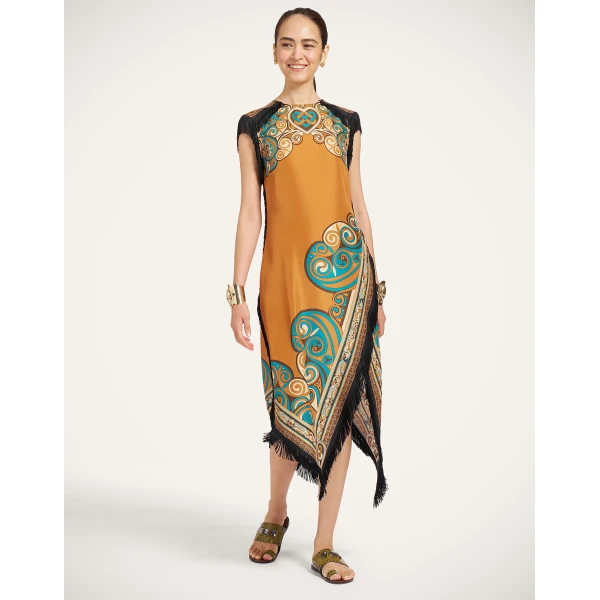 La DoubleJ Scarf Dress in Kells Tobacco at Luxury Shoes 