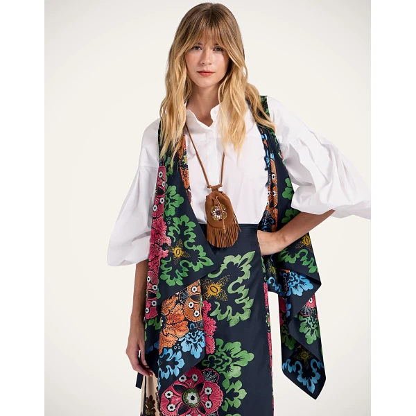 La DoubleJ Scarf Gilet in Bounty Red at Luxury Shoes 