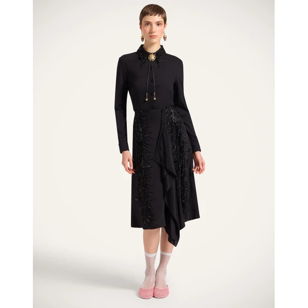 La DoubleJ Scarf Skirt in Black, view 4