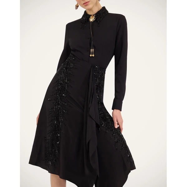 La DoubleJ Scarf Skirt in Black, view 5