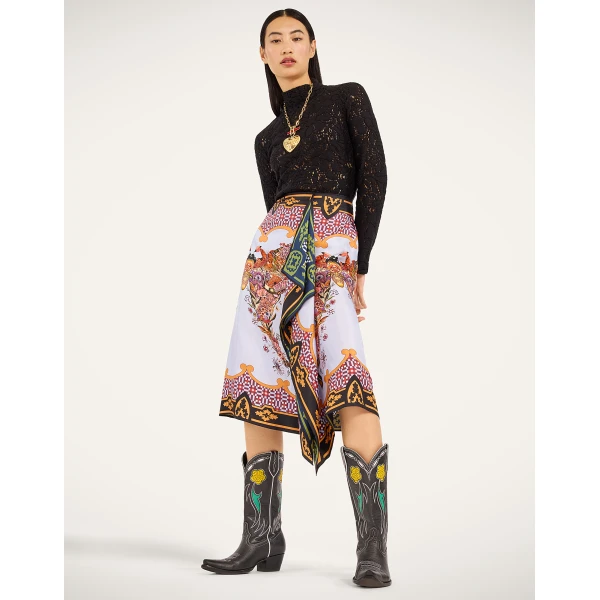 La DoubleJ Scarf Skirt in Mariposa Celeste, view 2