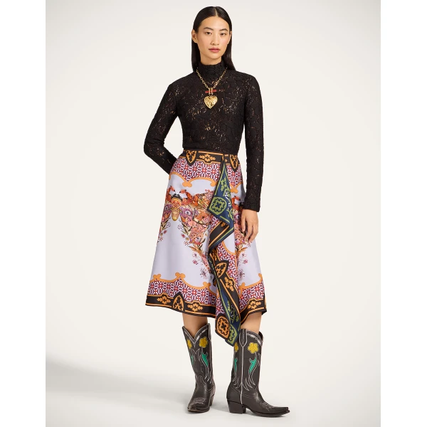 La DoubleJ Scarf Skirt in Mariposa Celeste, view 4