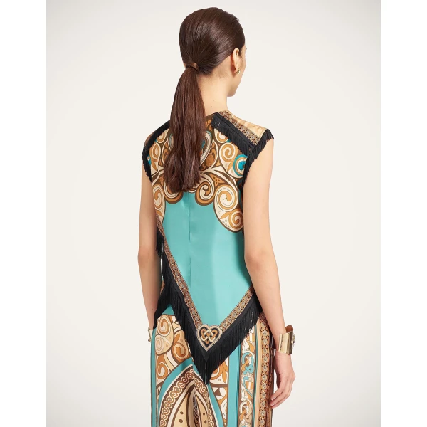 La DoubleJ Scarf Top in Kells Blue Petrol at Luxury Shoes 