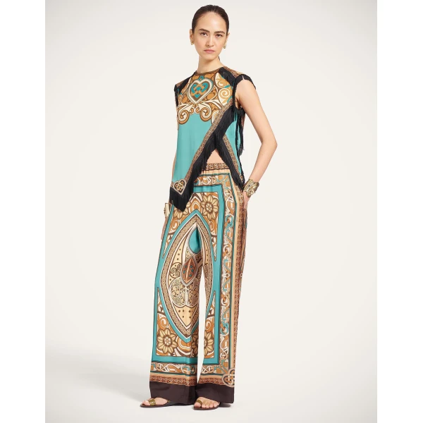 La DoubleJ Scarf Top in Kells Blue Petrol at Luxury Shoes 