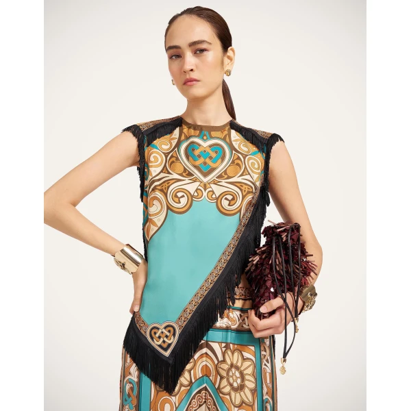 La DoubleJ Scarf Top in Kells Blue Petrol at Luxury Shoes 