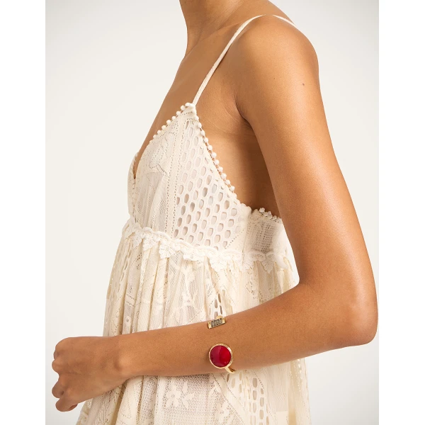 La DoubleJ Shen Loop Bracelet in 24K Gold Plate And Enamel at Luxury Shoes 