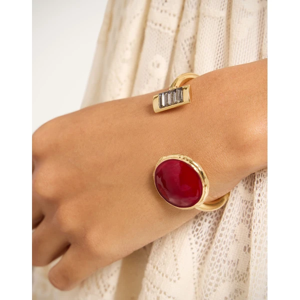 La DoubleJ Shen Loop Bracelet in 24K Gold Plate And Enamel at Luxury Shoes 