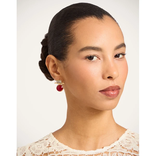 La DoubleJ Shen Loop Earrings in 24K Gold Plate And Enamel at Luxury Shoes 