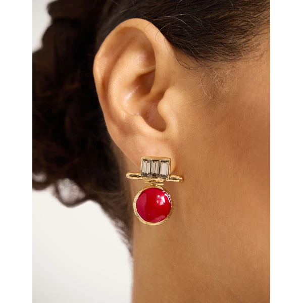 La DoubleJ Shen Loop Earrings in 24K Gold Plate And Enamel at Luxury Shoes 