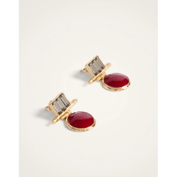 La DoubleJ Shen Loop Earrings in 24K Gold Plate And Enamel at Luxury Shoes 