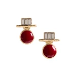 La DoubleJ Shen Loop Earrings in 24K Gold Plate And Enamel at Luxury Shoes 
