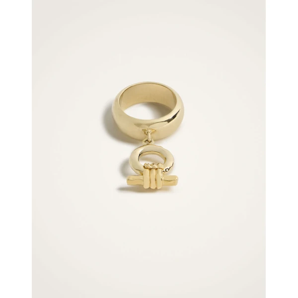 La DoubleJ Shen Loop Ring in 24K Gold Plate at Luxury Shoes 