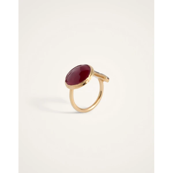 La DoubleJ Shen Loop Ring in 24K Gold Plate And Enamel at Luxury Shoes 